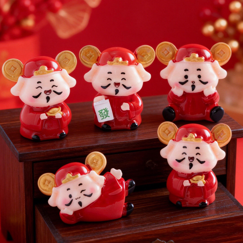 O1CN01tTAcAT2Mpj3F346Yj_3009339877-0-cib.jpg New Year Creative Q Version Little Wealth God Resin DIY Craft Decorative Ornaments Customizable Home Car Desktop Decoration Accessories - Image 1