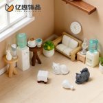 Creative Miniature Customizable Decorative Ornament Resin Sofa Bench Tea Set Simulated Furniture Series DIY Dollhouse Decoration