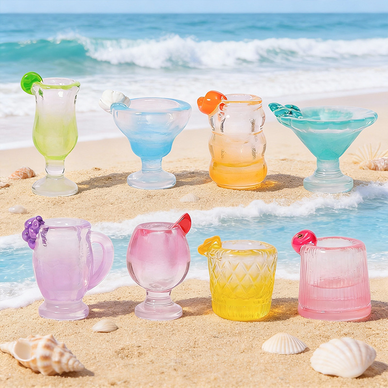 O1CN01tZtXPH2Mpj3ikNb2x_3009339877-0-cib.jpg Summer Gradient Juice Cup Miniature Food Toy Realistic Highball Glass Resin Accessories DIY Cocktail Glasses Decorative Ornaments - Image 1