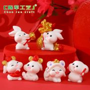 Adorable Customizable Decorative Ornaments Lion Dance New Year Rabbit Resin Garden Artistry Festive Home Decor Accessories - Image 3