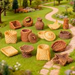 Creative Miniature Customizable Decorative Wicker Basket Bamboo Woven DIY Decoration Accessories Resin Craft Small Ornament