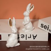 Customizable Decorative Resin Rabbit Ornaments Set of Three for Easter Garden Decoration Realistic Cute Tabletop Accessories - Image 3
