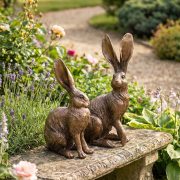 Creative Aged Resin Craft Simulated Bronze Long-Eared Rabbit Tabletop Decoration Customizable Home Bedroom Living Room Bar Cabinet Ornament - Image 3