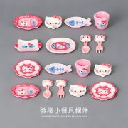 Katie Resin Mini Dining Set Pink Cat Accessories Customizable Decorative Ornaments Microscale Food Toys Display DIY Handmade Material Kit