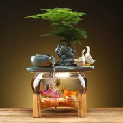 Creative Glass Goldfish Tank Mini Water Fountain Ornament for Living Room Desktop Small Household Wealth Attracting Fish Pond - Image 5