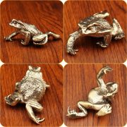 Bronze Frog Figurine Small Metal Pure Copper Amulet Office Home Decorations Gold Toad Display Custom Metal Medal Badge - Image 3