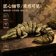 Bronze Creative Vintage Crocodile Animal Figurine Tea Pet Office Desktop Decoration Craftwork Cultural Relics Gift - Image 2