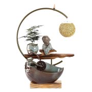 Creative Ceramic Flowing Water Fountain Ornament Indoor Office Desk Top Decoration Zen Style Sprinkler Wealth Attracting Gift