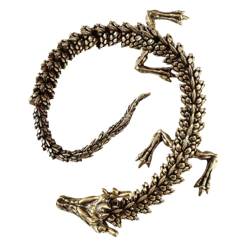 O1CN01vEUEfM1Bs2uteVm5B_0-0-cib.jpg Custom Metal Dragon Handlepiece Antique Finish Flexible Brass Collectible Cultural Creative Handcraft Wholesale Direct Supply - Image 1