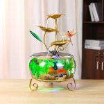 Simplified Style Iron Art Flowing Water Fountain Ornament Desktop Decorative Home Crafts Lucky Money Attracting Aquarium Decor