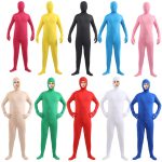Adult Halloween Cosplay Costume Tight One-Piece Invisible Man Black Suit Stage Performance Clothing for Men