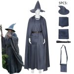 Gandalf Wizard Ring War Hobbit Cosplay Costume Thin Cotton Linen Cloak Robe Adult Stage Performance Wear