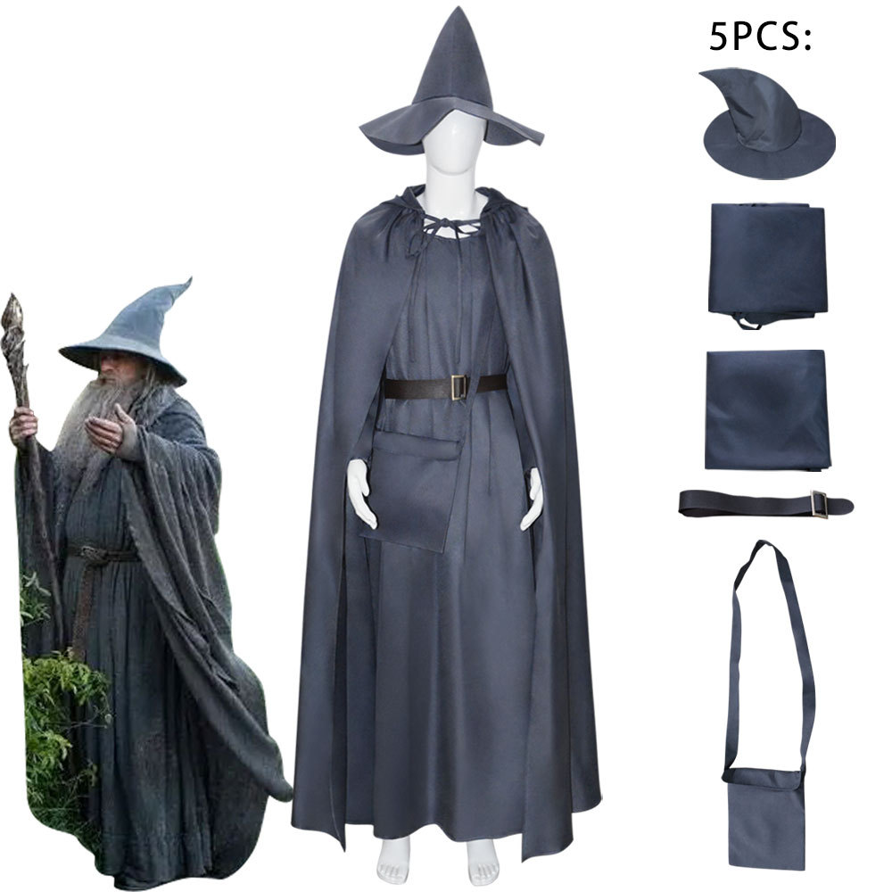 O1CN01vYAZtK1oe5iXYZLjH_2723375249-0-cib.jpg Gandalf Wizard Ring War Hobbit Cosplay Costume Thin Cotton Linen Cloak Robe Adult Stage Performance Wear - Image 1