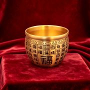 创意黄铜米缸招财百福缸聚宝盆卧室客厅冰箱桌面摆件黄铜百福水缸 - Image 2