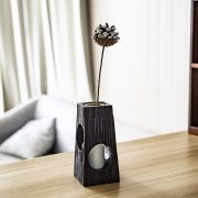 Retro Chinese Zen Style Living Room Solid Wood Dried Flower Vase Customizable Decorative Ornaments for Tea Room Table Decoration