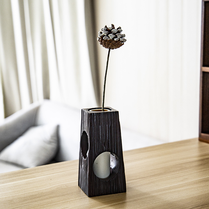 O1CN01vyl0G82AGCbTEMKqH_1610138175-0-cib.jpg Retro Chinese Zen Style Living Room Solid Wood Dried Flower Vase Customizable Decorative Ornaments for Tea Room Table Decoration - Image 1