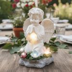 Customizable Decorative Resin Angel Solar Powered Home Hotel Wedding Stage Outdoor Garden Ornament European Style