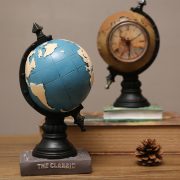 Retro Earth Globe Clock Creative European Style Resin Decorative Ornaments Customizable Desktop Decoration for Bedroom Office - Image 3