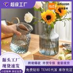 Retro Glass Vase Wholesale Simple Transparent Living Room Dining Table Fresh Flower Plant Water Cultivation Decoration Props