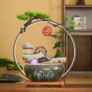 Lucky Flowing Water Fountain Ornament for Home Office Decoration Circular Water Feature Ideal Housewarming Gift - Image 2