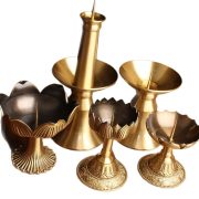 Bronze Candlestick for Buddhist Worship Lotus and Eight Treasures Pattern Metal Craftwork for Temple Decoration - Image 5