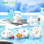Customizable Decorative Ornaments Ice Cap Polar Bear Series Miniature Snowscape Landscape Cute Bear Fishing Pond Resin Figurine - Image 2