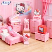 Girly pink cat miniature home appliance resin figurines - record player, tv, sewing machine - miniature scene decoration - Image 3