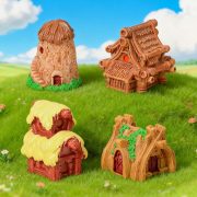 Creative Cartoon Miniature House Resin Craft Customizable Decorative Ornaments Potted Succulent Desktop Decoration Trendy Toy