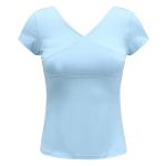 Autumn Art Cross V-neck Women's Short Sleeve Top Cotton Adult Slim Fit Dance Practice Costume Exam Uniform Training Wear