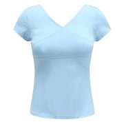 Autumn Art Cross V-neck Women's Short Sleeve Top Cotton Adult Slim Fit Dance Practice Costume Exam Uniform Training Wear