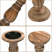New Arrival Wooden Brown Retro Candelabra Set Three-Piece Party Decoration Home Restaurant Roman Column Ornament - Image 4