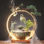 Creative Ceramic Flowing Water Fountain Ornament for Living Room Shop Desktop Office Moving Opening Gifts