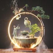 Creative Ceramic Flowing Water Fountain Ornament for Living Room Shop Desktop Office Moving Opening Gifts