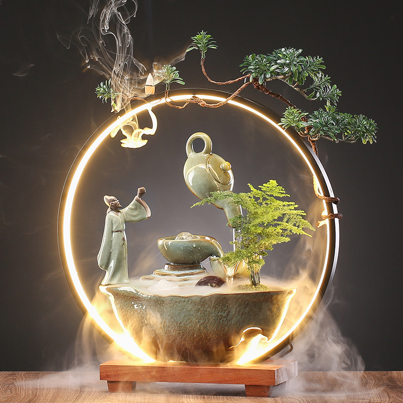 O1CN01xxcDqd1QOTLBkquAO_2209403871966-0-cib.jpg Creative Ceramic Flowing Water Fountain Ornament for Living Room Shop Desktop Office Moving Opening Gifts - Image 1