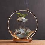 Creative Ceramic Flowing Water Fountain Home Living Room Humidifier Wealth Attracting Ornament Wholesale Gift Opening Moving