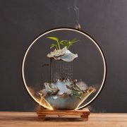 Creative Ceramic Flowing Water Fountain Home Living Room Humidifier Wealth Attracting Ornament Wholesale Gift Opening Moving
