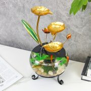 Simplified Home Water Flow Ornament Glass Fish Tank Recirculating Wealth Attracting Landscape for Living Room Office Opening Gifts - Image 5