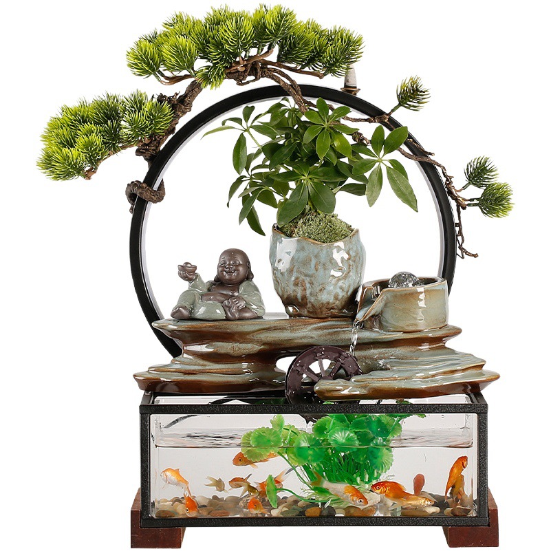 O1CN01y7OXT21Bs2vJ8dzT2_0-0-cib.jpg Creative Flowing Water Fountain Ornament Recirculating Water Car Fish Tank Home Office Desktop Opening Moving Gift - Image 1
