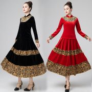 New Adult Stage Performance Costume Velvet Long Sleeve Maxi Skirt For Square Dance Autumn Winter Classic National Dance Outfit - Image 3