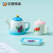 Retro 80s Themed Customizable Ceramic Tea Cup and Pot Miniature Decorative Ornament for DIY Dollhouse Decoration - Image 4
