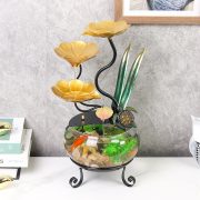 Creative Desktop Glass Aquarium Water Flowing Fountain Ornament Ideal Office Opening Gift Landscape Small Decoration - Image 2