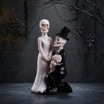 Retro Halloween Skeleton Groom and Bride Resin Ornaments Customizable Decorative Home Garden Decor for Couples