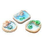 Customizable Miniature Resin Decorative Ornament DIY Handmade Micro Landscape Design Moss Lotus Pond Building Accessories