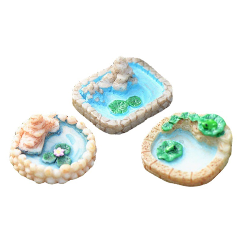 O1CN01zLnaZr1Bs2unQDgj9_0-0-cib.jpg Customizable Miniature Resin Decorative Ornament DIY Handmade Micro Landscape Design Moss Lotus Pond Building Accessories - Image 1