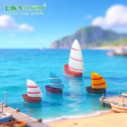 Customizable Decorative Resin Ornament Mediterranean Sea Ocean Style Single Sailboat INS White Creative Craft Decoration - Image 4