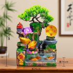 Lucky Mountain Water Fountain Resin Ornament for Office Home Decorative Flowing Water Feature Wealth Attracting Fish Tank