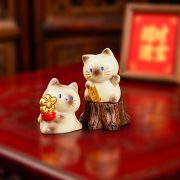 可爱招财猫摆件创意办公桌面装饰猫咪公仔女生礼物树脂工艺品批发 - Image 2
