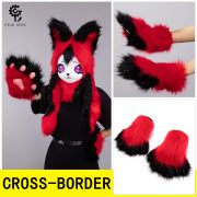 Custom Fox Fur Animal Costume Gloves for Halloween Cosplay Anime Exhibitions Cat Claw Props Realistic Claw Hands